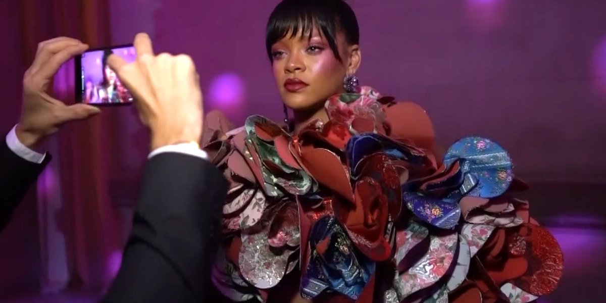 Rihanna arriving at the 2017 Met Gala fashion event