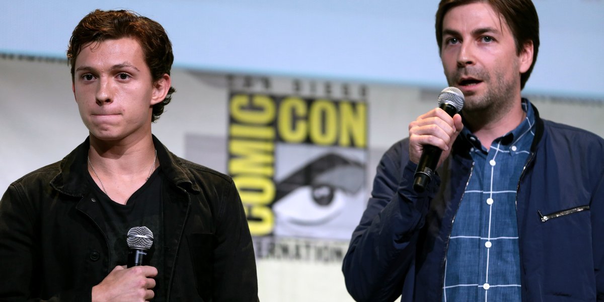 Tom Holland with Spider-Man: Homecoming director Jon Watts at the 2016 San Diego Comic-Con